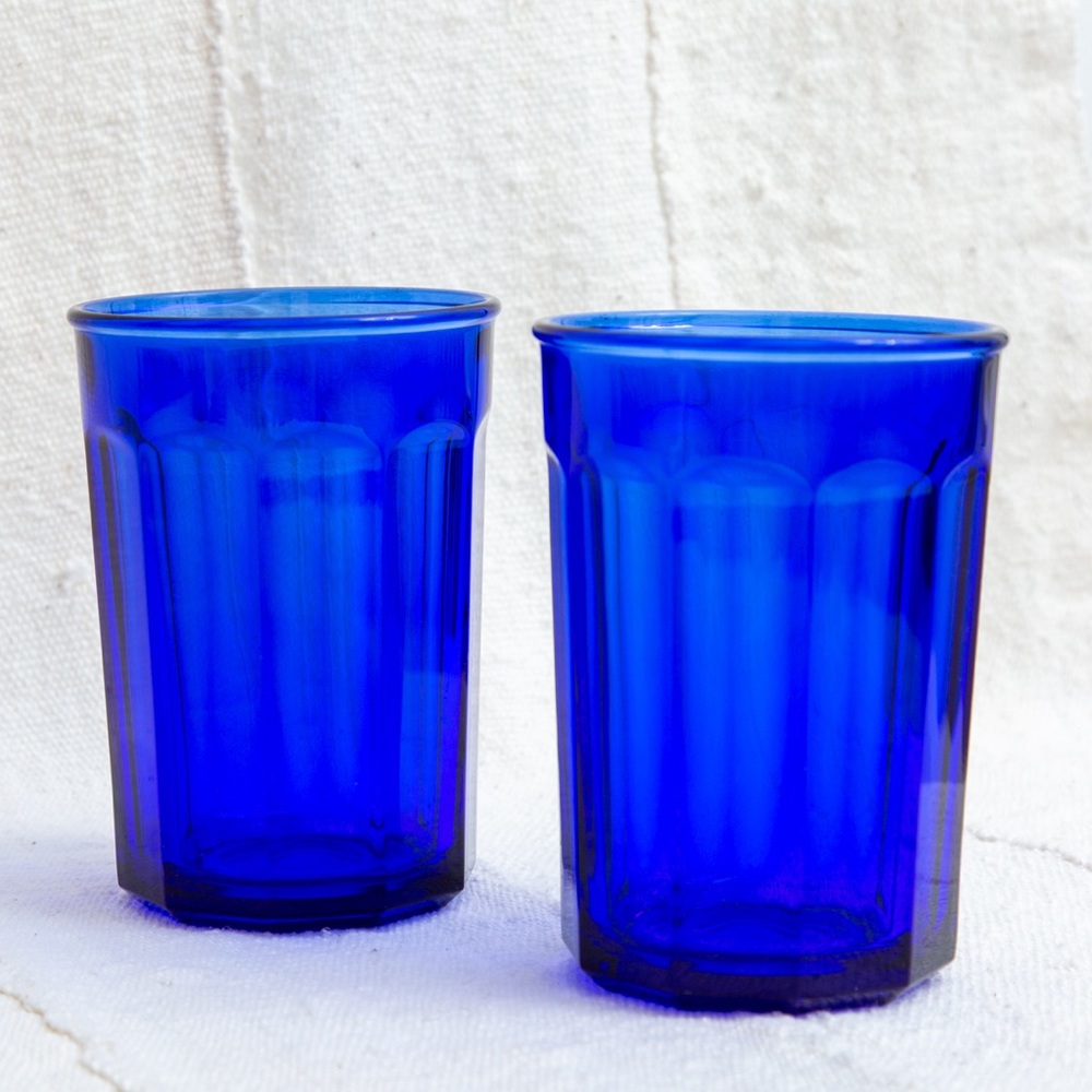 Vintage Large Cobalt Blue Glass Set